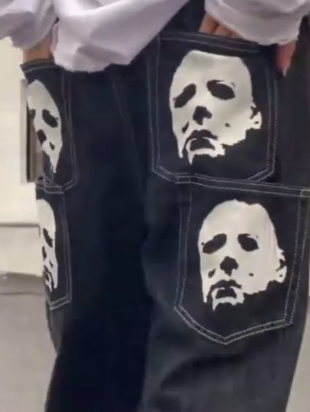 Men's Horror Streetwear Jeans Y2K Hip Hop Jeans - Picture 3 of 13
